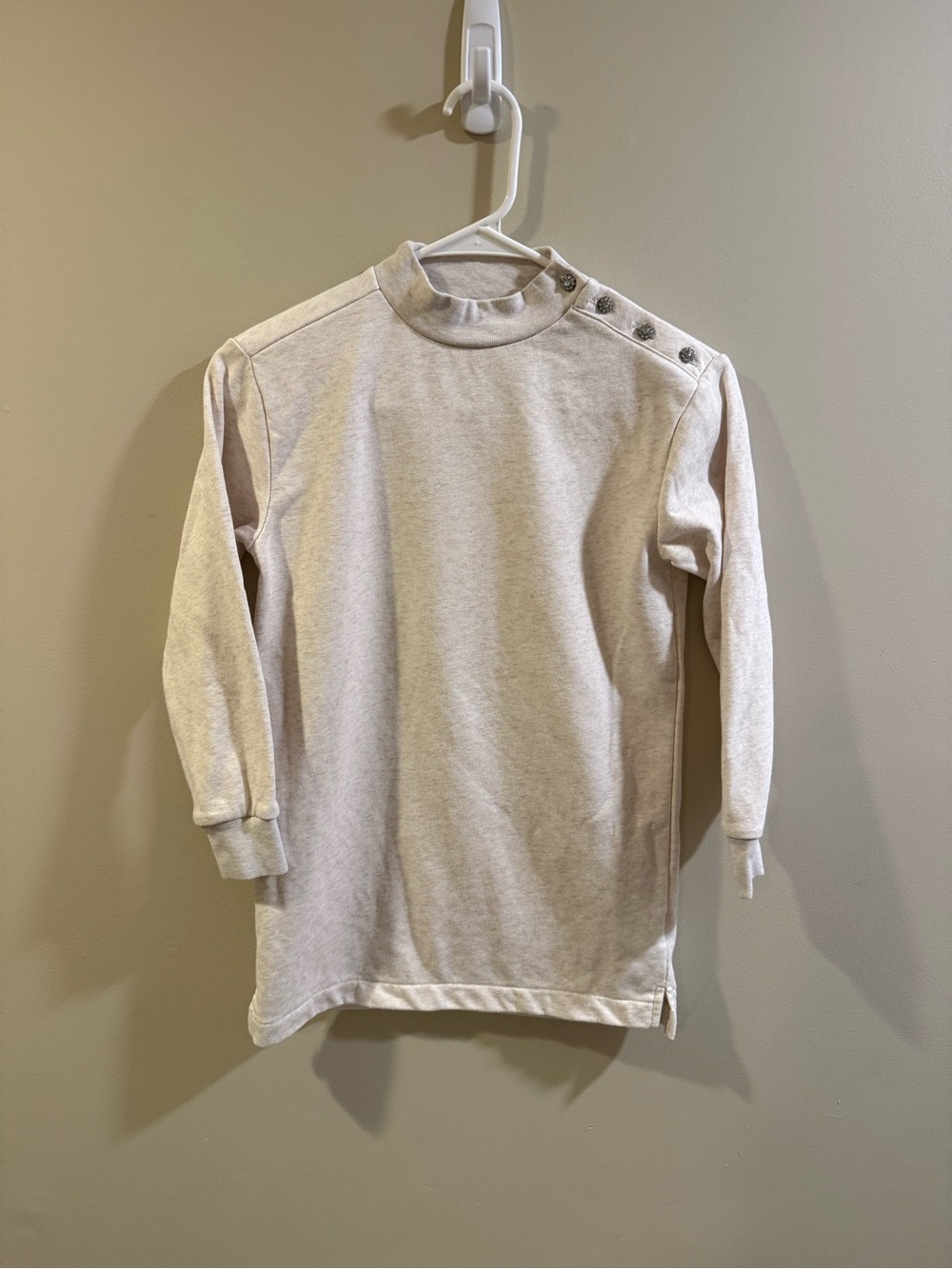 Crewcuts Cream Button-Shoulder Sweatshirt Dress